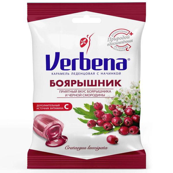 Фотография товара Карамель леденцовая с начинкой боярышник Verbena/Вербена пак. 60г