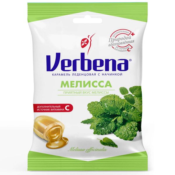 Фотография товара Карамель леденцовая с начинкой мелисса Verbena/Вербена пак. 60г