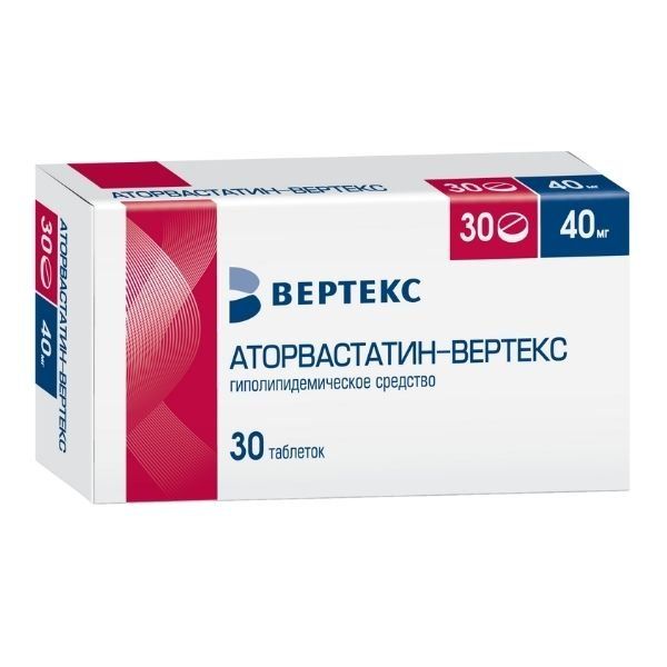 Фотография товара Аторвастатин-Вертекс таблетки п/о плен. 40мг 30шт