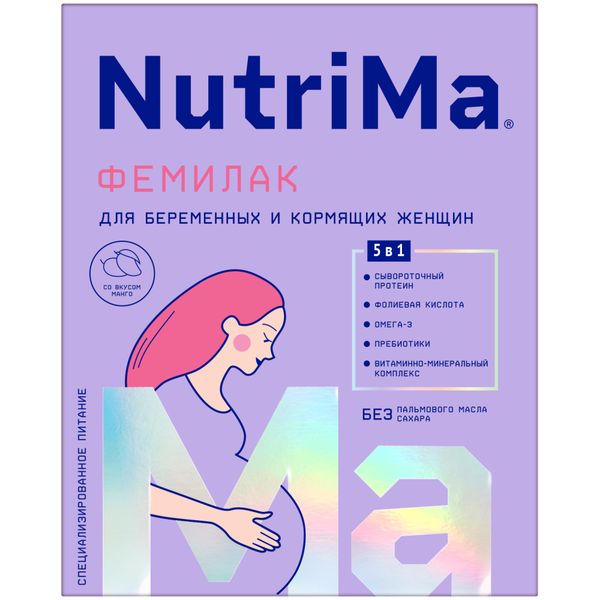 Фотография товара Продукт NutriMa Нутрима Фемилак для беременных и кормящих женщин сухой на молочной основе со вкусом манго 350г