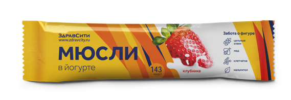 Фотография товара Батончик мюсли в йогурте вкус клубники Zdravcity/Здравсити 30г