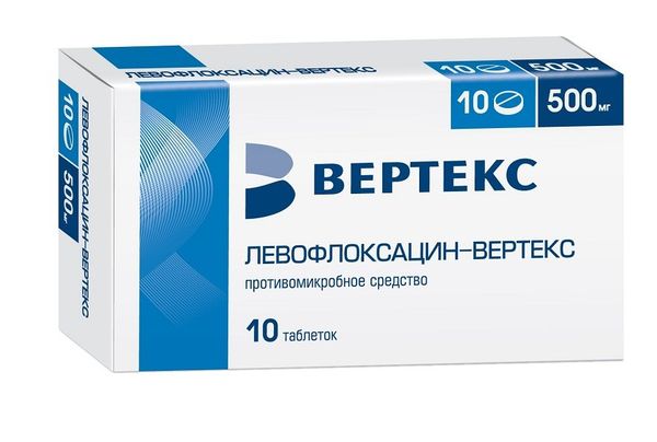 Фотография товара Левофлоксацин-Вертекс таблетки п/о плен. 500мг 10шт