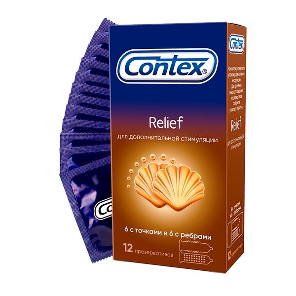 Фотография товара Презервативы с ребрами и точками Relief Contex/Контекс 12шт