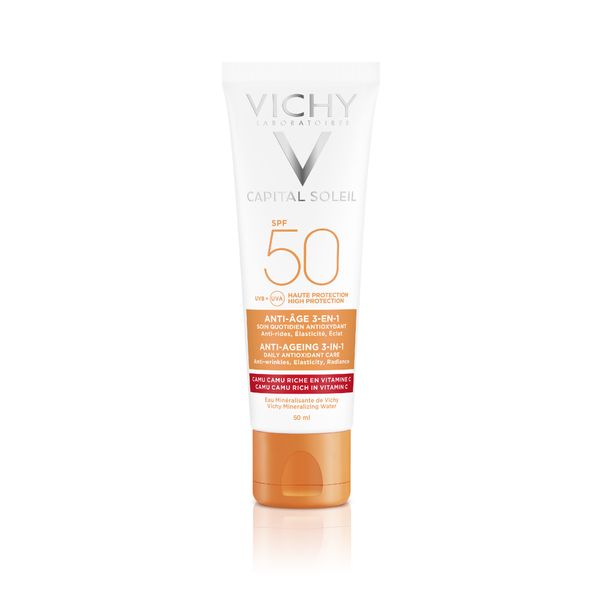 Фотография товара Уход для лица антивозрастной с антиоксидантами 3 в 1 SPF50 Capital Ideal Soleil Vichy/туба 50мл (MB055000)