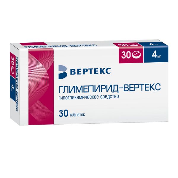 Фотография товара Глимепирид-Вертекс таблетки 4мг 30шт