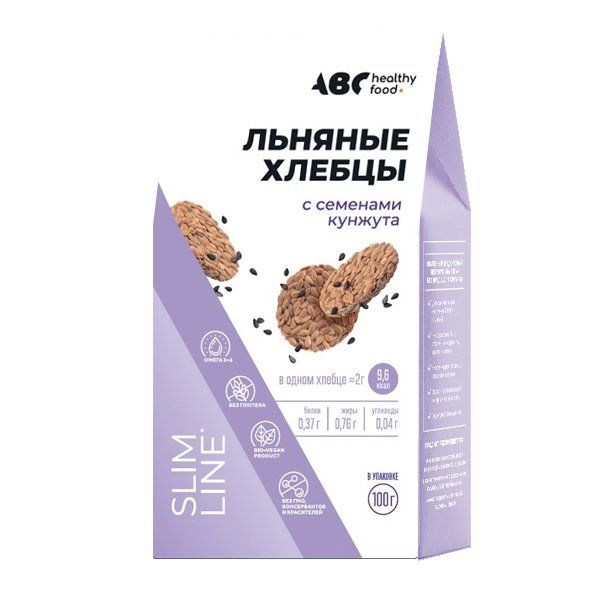 Фотография товара Хлебцы льняные с семенами кунжута ABC Healthy Food 100г