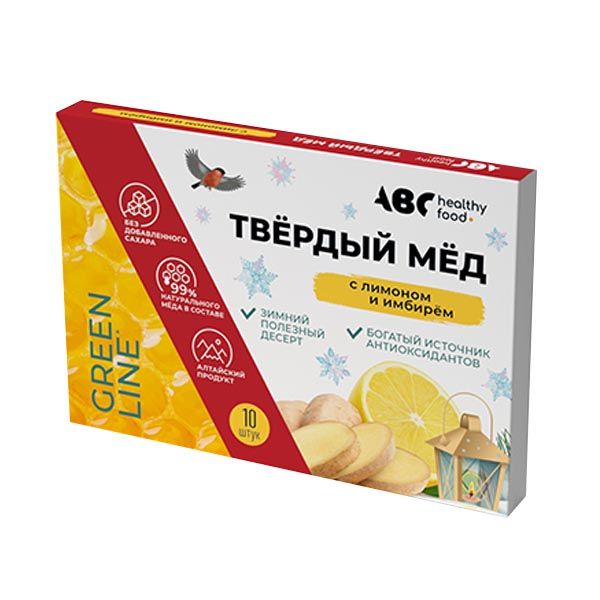 Фотография товара Мед твердый вкус имбиря и лимона ABC Healthy Food пастилки 10шт