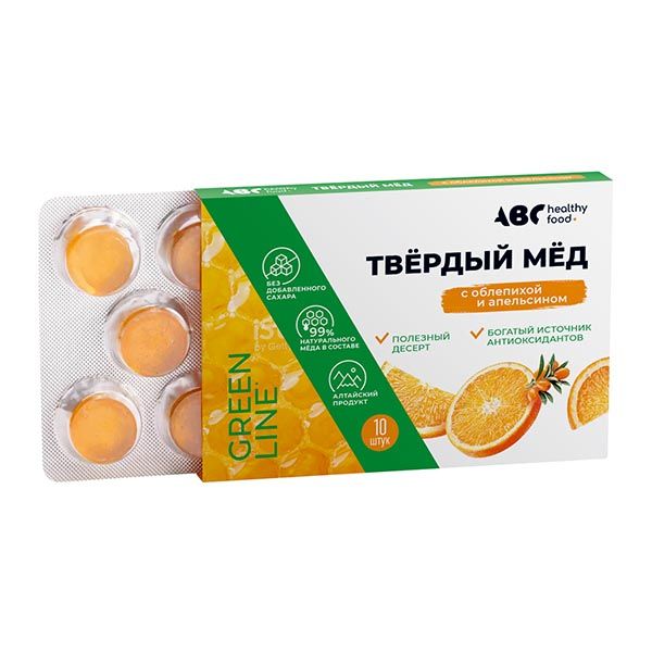 Фотография товара Мед твердый вкус апельсина и облепихи ABC Healthy Food 30г