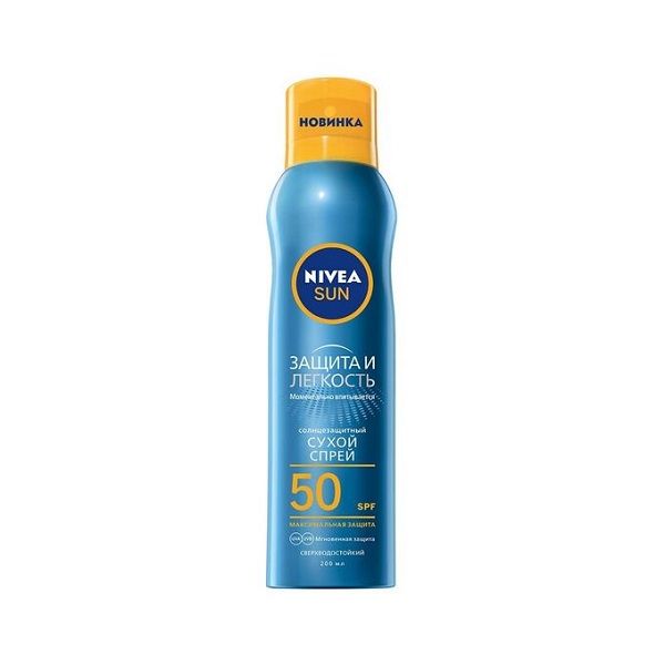 Фотография товара Спрей сухой солнцезащитный Защита и легкость SPF50 Sun Nivea/Нивея фл. 200мл (80461)