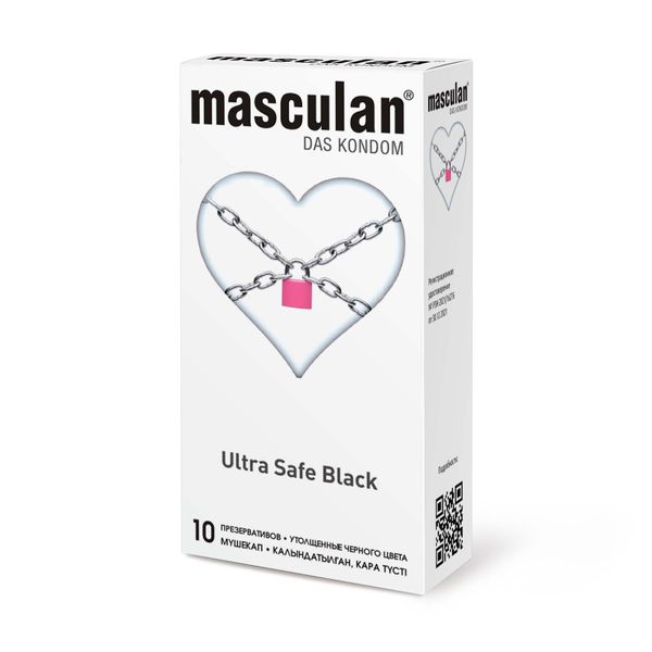Фотография товара Презервативы утолщенные черного цвета Black Ultra Safe Masculan/Маскулан 3шт