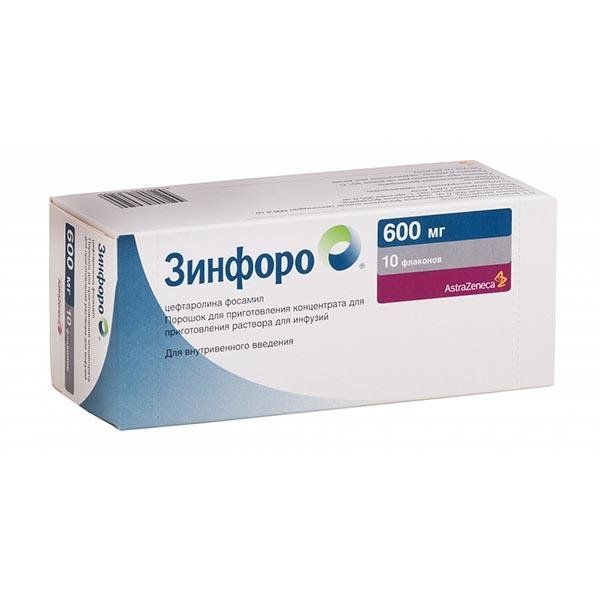 Фотография товара Зинфоро пор. д/приг. конц-та д/приг. р-ра д/инф. 600мг фл. №10