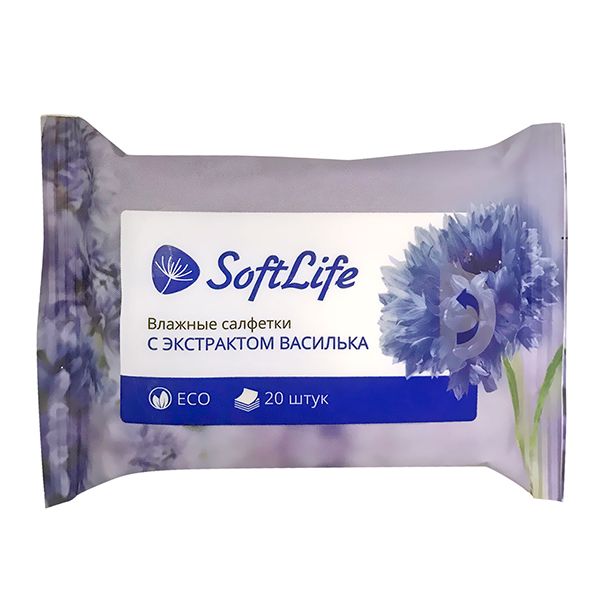 Фотография товара Салфетки влажные с экстрактом василька SoftLife/СофтЛайф 20шт