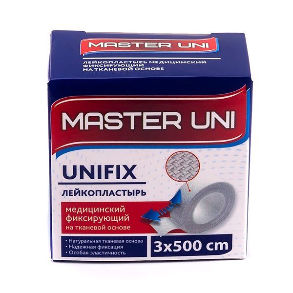 Фотография товара Лейкопластырь фиксирующий на тканевой основе Master Uni/Мастер Юни 3х500см