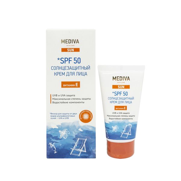 Фотография товара Крем солнцезащитный для лица SPF50 Sun Mediva/Медива туба 50мл