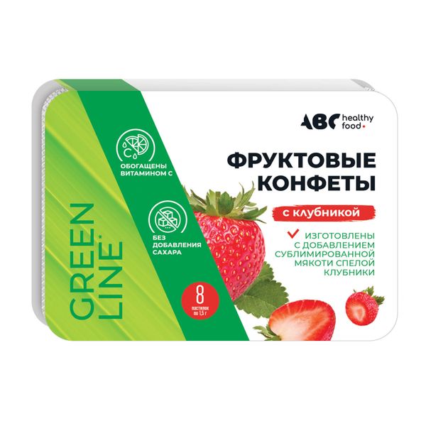 Фотография товара Авс хэлси фуд конфеты фруктовая мякоть Клубника 12г