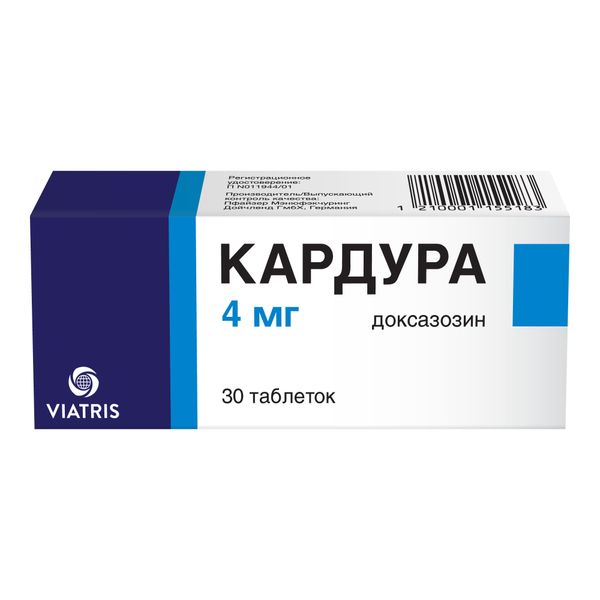 Фотография товара Кардура таблетки 4мг 30шт