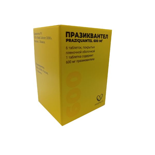 Фотография товара Празиквантел таблетки п/о плен. 600мг 6шт